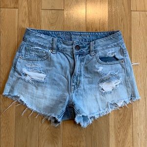 High rise denim shorts